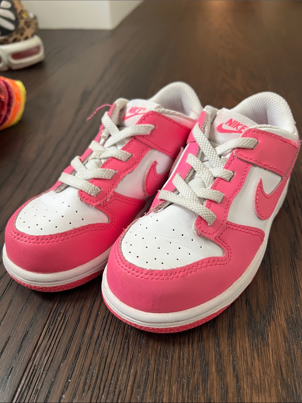 Nike Kids Pink and White Low-Top Sneakers
